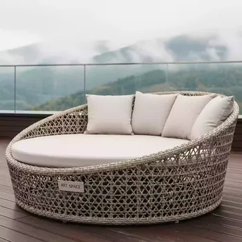 Аренда Плетеная круглая кровать Стильяно бежевая в Golden Tulip Rosa Khutor — ART SPACE