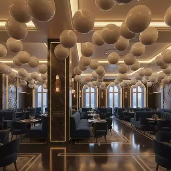 Аренда Сфера фольгированная белая в ресторане «Brunello» — ART SPACE