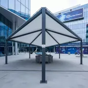 Аренда Тентовая мембрана для кафе Street Market ТРЦ Мегаполис в Керлинговом центре «Ледяной куб» — ART SPACE