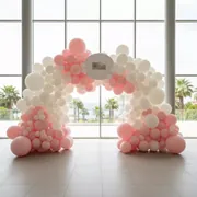 Аренда Стена фотозона из белых и розовых шаров в комплексе «Дагомыс» — ART SPACE