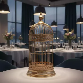 Аренда Клетка декоративная OISEAU GOLD в ресторане «Баран-Рапан» — ART SPACE