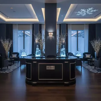Аренда Стойка регистрации черная R4E 00308 в Mövenpick Hotel — ART SPACE