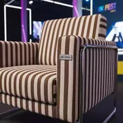 Аренда Кресло коричневое полосатое полиэстер стальной каркас M3224 в VK Stadium Sirius — ART SPACE