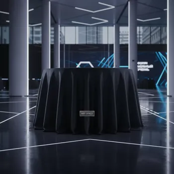 Аренда Чехол стрейч с юбкой для круглого стола D 120 см чёрный в Gamma Sirius — ART SPACE