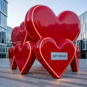 Аренда Фотозона из красных сердец на Медальной площади — ART SPACE