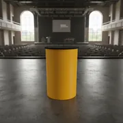 Столы коктейльные БОЧКА с желтым чехлом и столешницей МДФ черного цвета