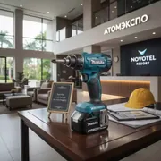Аренда Шуруповерт аккумуляторный ударный Makita DHP453RFE в Novotel Resort – АТОМЭКСПО — ART SPACE