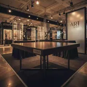 Аренда Стол Мерсер тёмно коричневая столешница тёмный каркас в Pullman Sochi Centre — ART SPACE