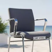 Аренда Стул ИЗО серый из ткани хром GR на пляже «Ривьера» — ART SPACE