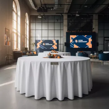 Аренда Скатерть журавинка D 3,3 м белая гладь в Gamma Sirius — ART SPACE