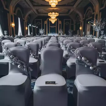 Аренда Чехол для стула серый стрейч Boutique Hotel PORTUM 1905 — ART SPACE