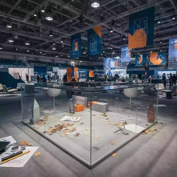 Аренда Столешница стеклянная Jumbo Corner Desk для барной стойки в ледовой арене «Шайба» — ART SPACE