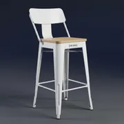 Аренда Стул полубарный со спинкой белый Tolix Wood в Сириус Арене — ART SPACE