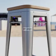 Аренда Стул барный серебристый матовый Tolix Wood на пляже «Мандарин» — ART SPACE