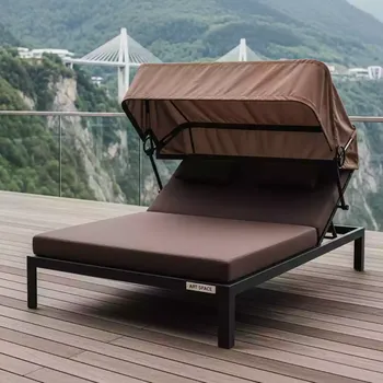 Аренда Шезлонг лежак KVIMOL KM 0099 коричневые подушки и тент в Skypark Sochi — ART SPACE