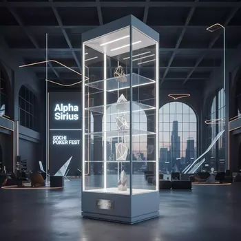 Аренда Витрина высокая прямоугольная белая в Alpha Sirius — ART SPACE