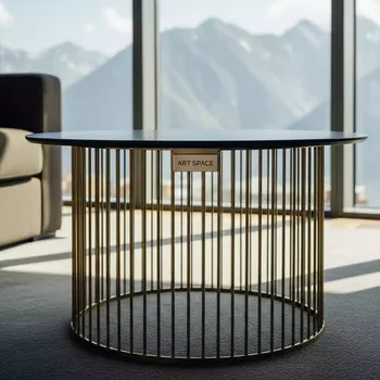 Аренда Стол кофейный Gold Grid с черной столешницей в Rixos Krasnaya Polyana — ART SPACE