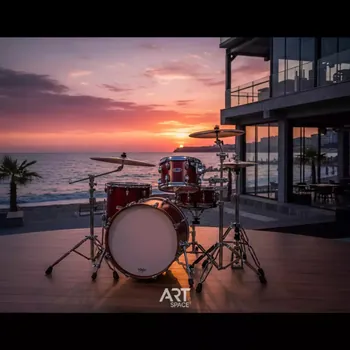 Аренда Ударная установка Yamaha Oak Custom красная 22 10 12 16 на пляже «Мандарин» — ART SPACE