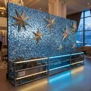Аренда Фотозона Новый год из пайеток со звездами в Rixos Krasnaya Polyana — ART SPACE