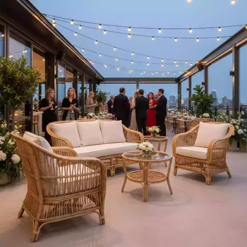 Аренда Мебельная группа плетеная Витория соломенный цвет в ресторане «La Terrazza» — ART SPACE