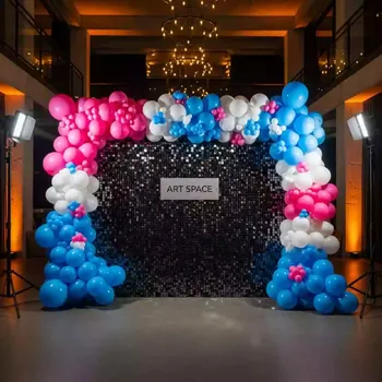 Аренда Фотозона из пайеток с шарами черная в Mövenpick Hotel — ART SPACE
