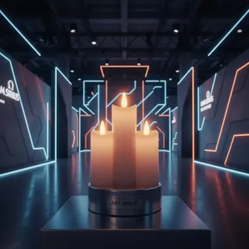 Аренда Свеча LED Ария с тройным фитилем средняя без батареек в Omega Sirius — ART SPACE