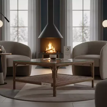 Аренда Кофейный стол из искусственного ротанга YH S4329P brown в Boutique Hotel PORTUM 1905 — ART SPACE