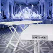 Аренда Стол складной белый Кейт 150 в ледовом дворце «Большой» — ART SPACE