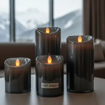 Аренда Свечи LED дымчатые глянцевые ОДА с батарейками в Radisson Hotel Rosa Khutor — ART SPACE