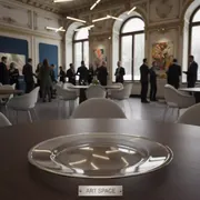 Аренда Подстановочная тарелка Анитра прозрачная с серебряной каймой в Зимнем театре — ART SPACE