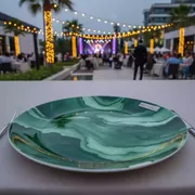 Аренда Тарелка обеденная Акварель зеленая в Imeretinskiy Hotel — ART SPACE