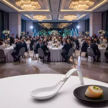 Аренда Ложка для комплимента Капля малая белая пластик 110х45 мм в отеле Radisson Lazurnaya — ART SPACE