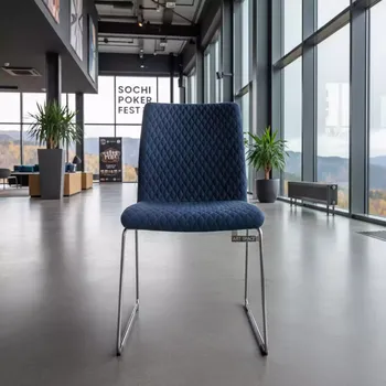 Аренда Стул Хит жаккард ромб синий каркас серебряный в Skypark Sochi — ART SPACE