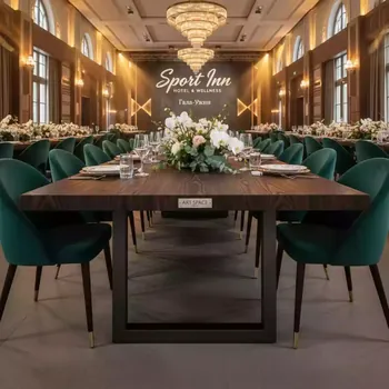 Аренда Стол на металлокаркасе дуб венге антрацит 180х73 в Sport Inn Hotel & Wellness — ART SPACE