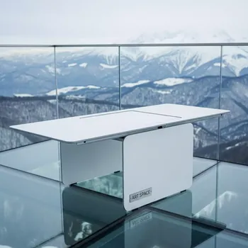 Аренда Стол раздвижной Лаки мини 900х300 мм фрост белый муар в Skypark Sochi — ART SPACE
