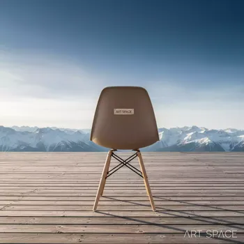 Аренда Стул Eames пластик кофе с молоком каркас бук на площадке Rosa Peak (2320м) — ART SPACE
