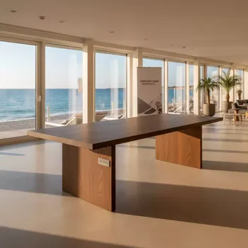 Аренда Стол Милан 240 см Лента мореный дуб в пляжном клубе Del Mar — ART SPACE