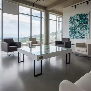 Аренда Журнальный стол Loft со стеклом белый в Дагомысе — ART SPACE