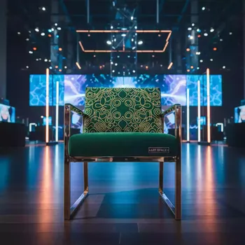 Аренда Стул Olys велюр Connect металл RAL с вышивкой на спинке в VK Stadium Sirius — ART SPACE