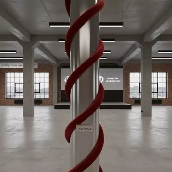 Аренда Столбик серебристый с красным канатом в ОКЦ «Галактика» — ART SPACE