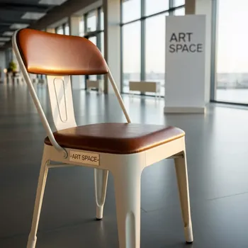 Аренда Стул белый экокожа коричневая Tolix Soft в зале «Чайка» (Морпорт) — ART SPACE