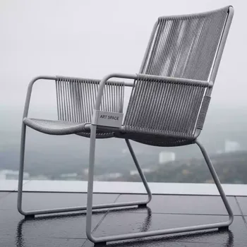 Аренда Стул Марсель плетеный из роупа алюминиевый каркас светло серый в Skypark Sochi — ART SPACE