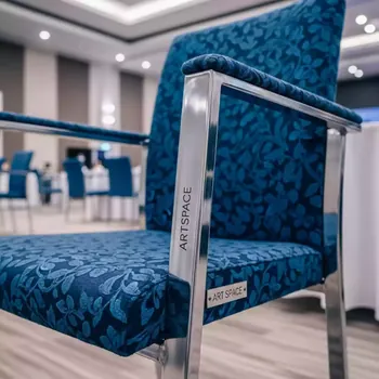 Аренда Стул Хит алюминиевый серебряный каркас синий жаккард в Radisson Blu Resort & Congress Centre — ART SPACE