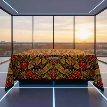 Аренда Скатерть прямоугольная Хохлома 1,5х3 м в Bridge Resort — ART SPACE