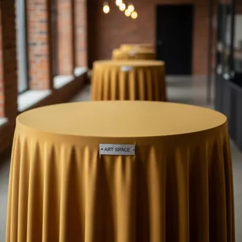 Аренда Скатерть стрейч для коктейльного стола золотая в Sochi Marriott Krasnaya Polyana — ART SPACE