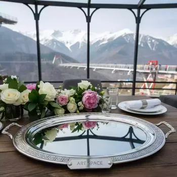 Аренда Поднос овальный серебряный 39,5х26,5 см в Skypark Sochi — ART SPACE