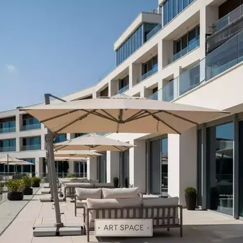 Аренда Зонт уличный Римини 3х3 м тент бежевый в Radisson Blu Resort & Congress Centre — ART SPACE