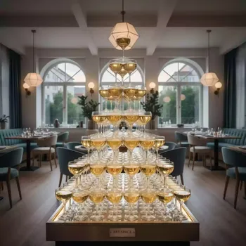 Аренда Пирамида из шампанского 364 бокала в ресторане «Sanremo» — ART SPACE