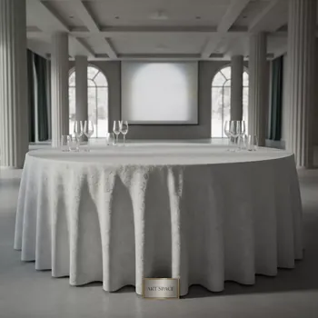 Аренда Скатерть круглая журавинка белая 3000 мм в Bridge Resort — ART SPACE