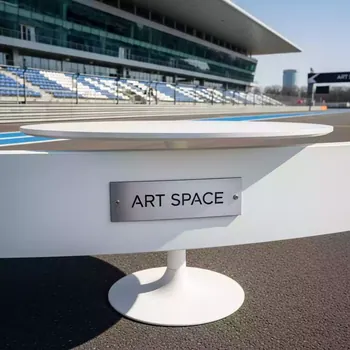 Аренда Стол белый круглый Backstage 120 см на Сочи Автодроме — ART SPACE
